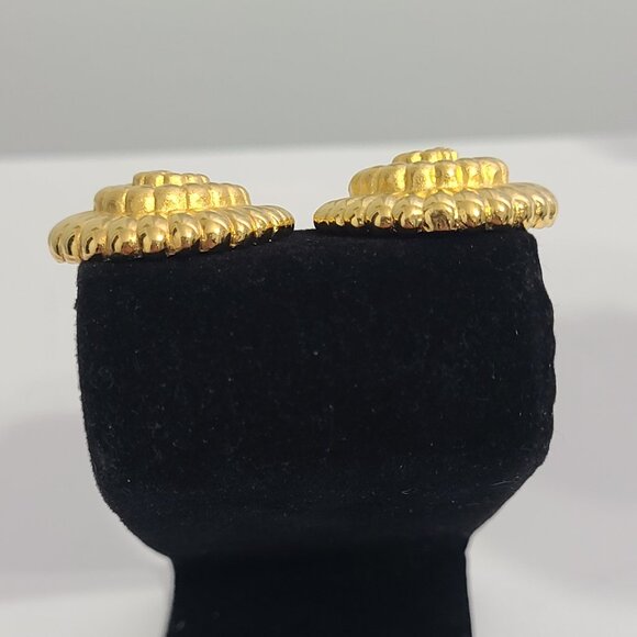 Alfred Sung Matt Gold Spiral Clip on Earrings-Vintage - Picture 3 of 9